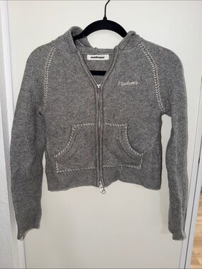 Madhappy Heather Steel Knit Zip Up Hoodie | S